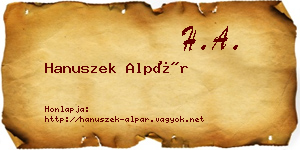 Hanuszek Alpár névjegykártya
